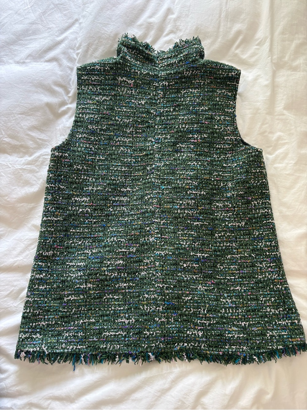 ANN MASHBURN Ana Fringe Tweed Sleeveless Shell